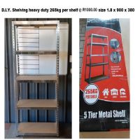 A9- D.I.Y. Shelving heavy duty 265kg per shelf - R1000.00 size 1.8 x 900 x 380